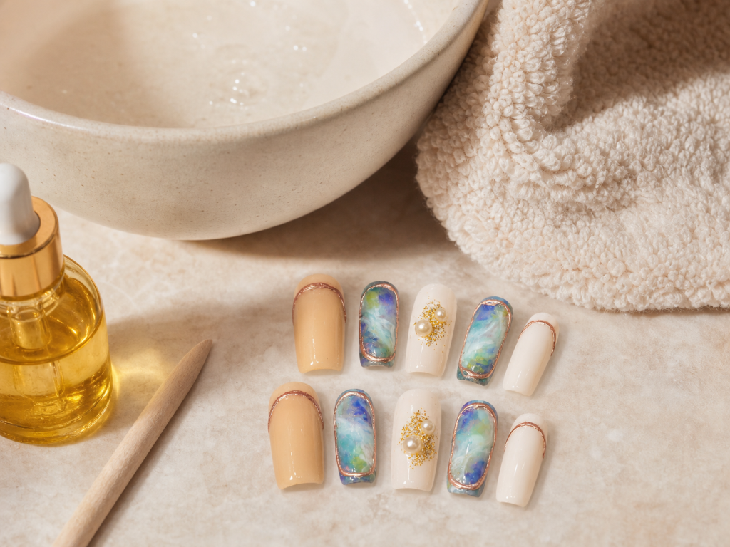 how to remove press on nails with warm water oil and a soft towel