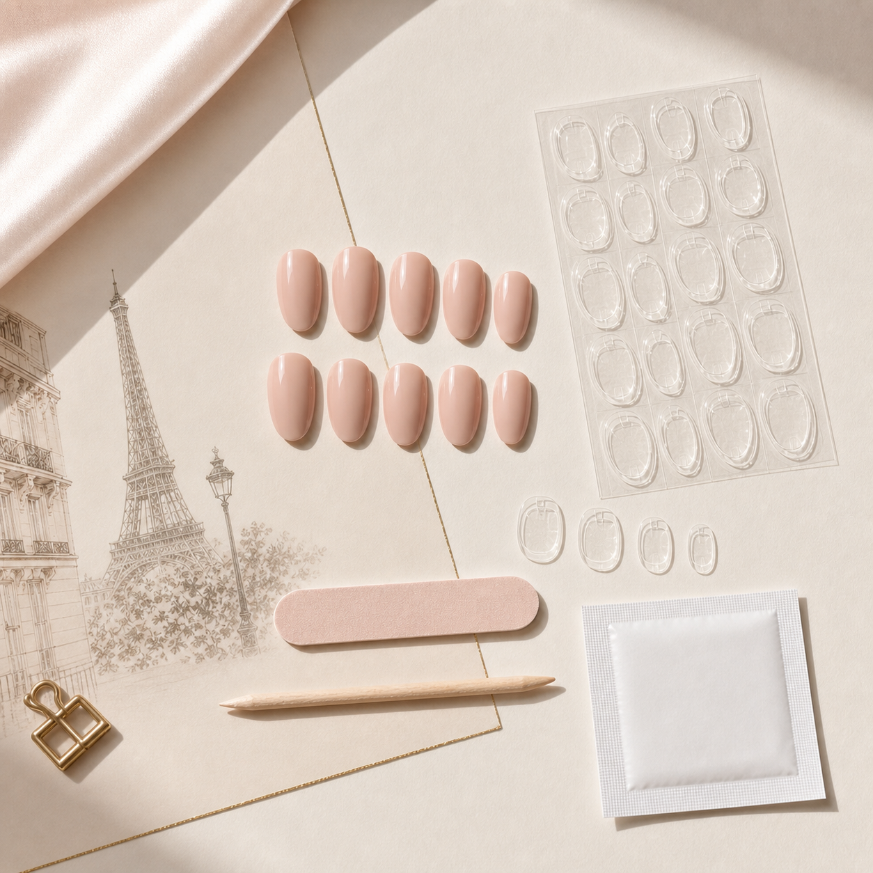 press on nails with adhesive tabs prep kit with tabs file wipe and short nude nails